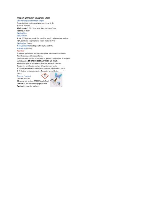 Nettoyant sol citron ou lavande 1 litre
