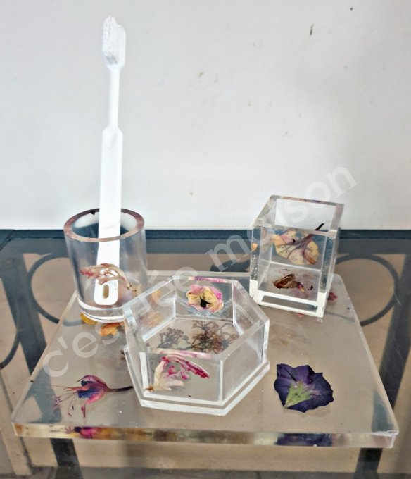 plateau et ses pots fleur papillon
