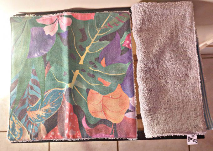 lavette coton lavable feuille
