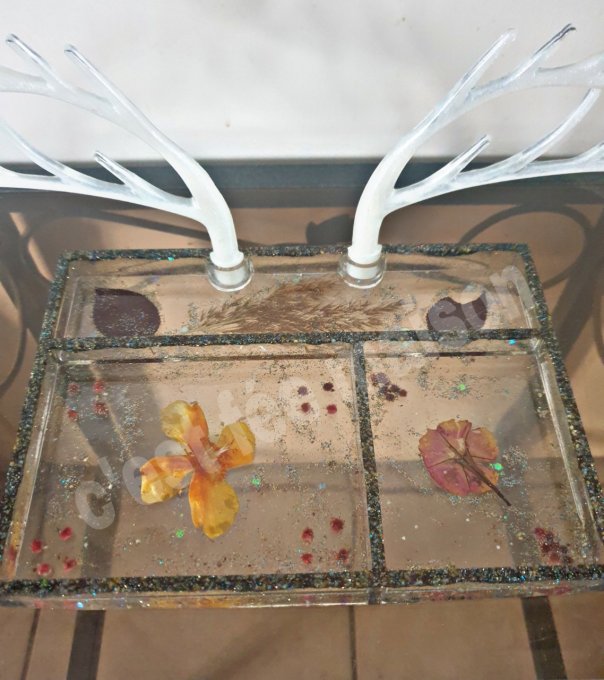 organisateur de bijoux corne de cerf fleurs